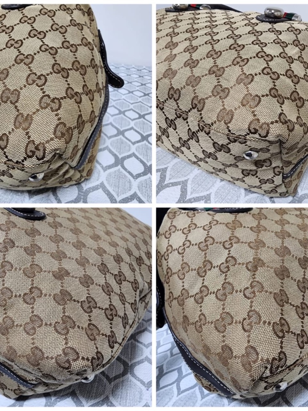 Authentic GUCCI GG Canvas Match Ball Boston Bag Beige/Brown - Picture 9 of 14